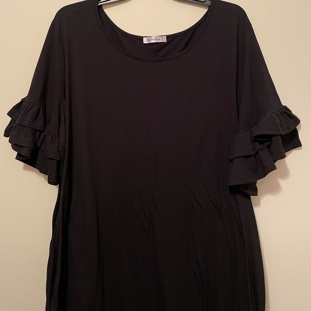 Black Ruffled Sleeve Dress - Picture 3 of 4